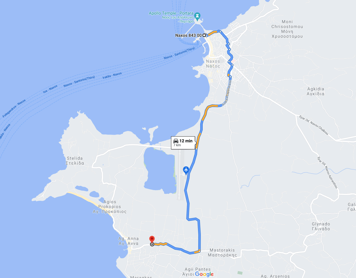 Getting to Irianna of Naxos via the airport road